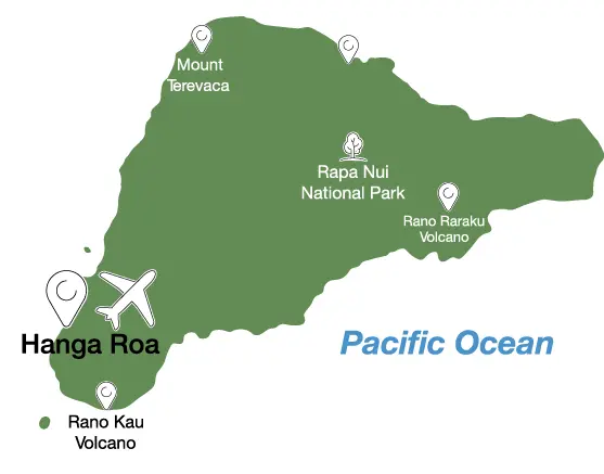 Easter Island Rapa Nui map - island destinations and points of interest